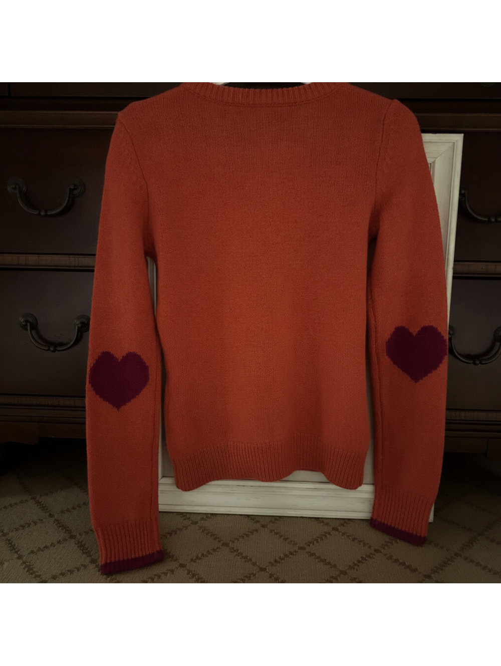 C Wonder orange wool crewneck sweater with button and heart detail NWOT S